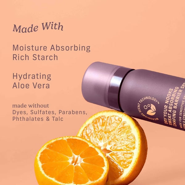 Dry Your Nooks Sweat Absorbing Chafing Barrier Spray - Soft Clementine