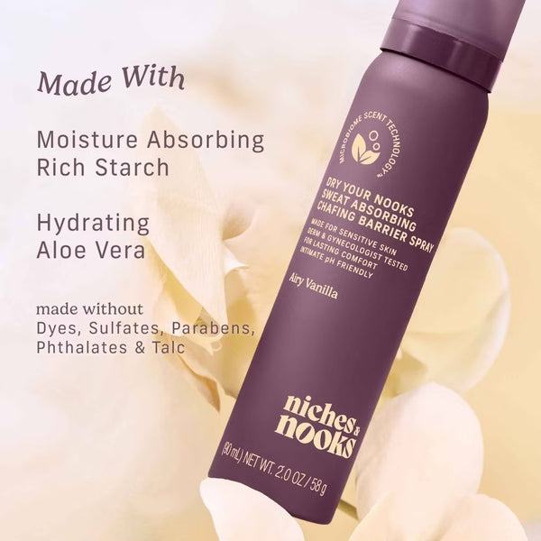 Dry Your Nooks Sweat Absorbing Chafing Barrier Spray - Airy Vanilla